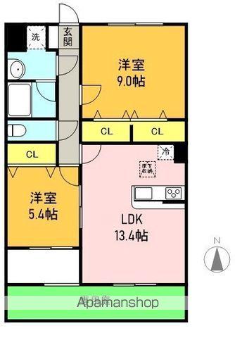 カームリーレジデンス長良西(2LDK/2階)の間取り写真