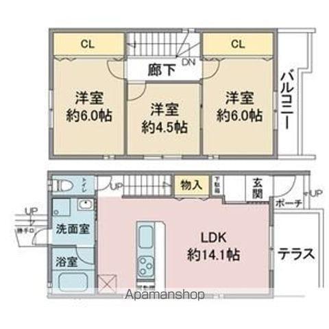 名古屋市東山線 藤が丘駅(愛知) 徒歩10分 2階建 築11年(3LDK)の間取り写真