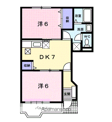 ノースヴィラ(2DK/1階)の間取り写真