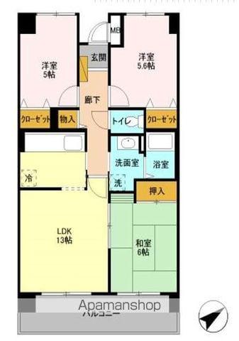 フェアール習志野(3LDK/2階)の間取り写真