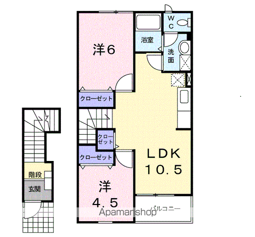 エトワール赤岩(2LDK/2階)の間取り写真