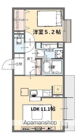 エスポワールタカムラⅡ(1LDK/3階)の間取り写真