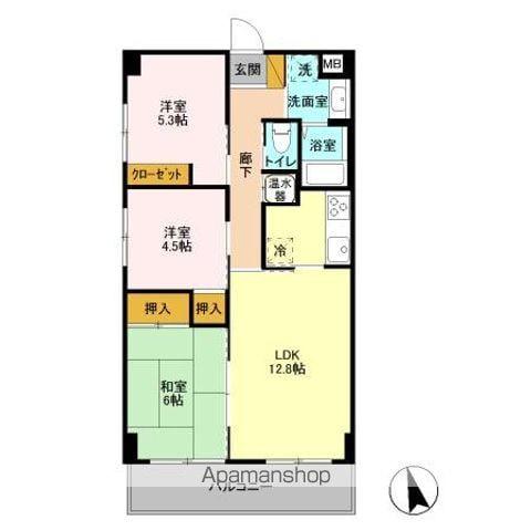 カーサフィオーレ(3LDK/4階)の間取り写真