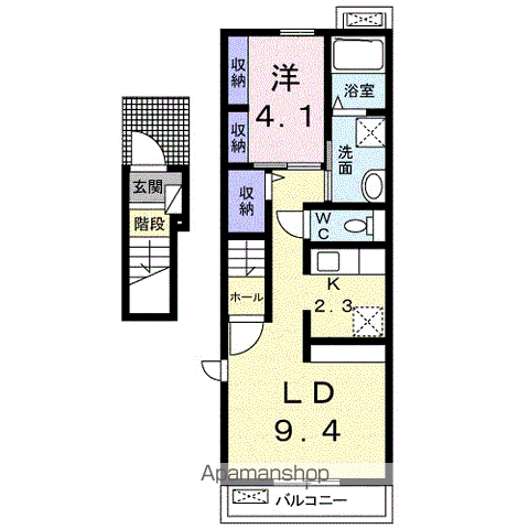 サラマンダー(1LDK/2階)の間取り写真
