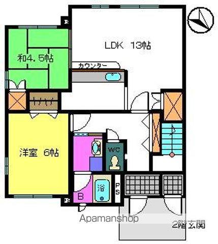 レモンフィールド 日根野(2LDK/1階)の間取り写真