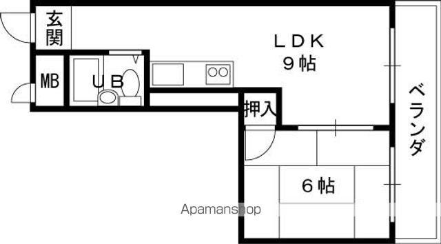 ピースハイツ長堂(1LDK/3階)の間取り写真