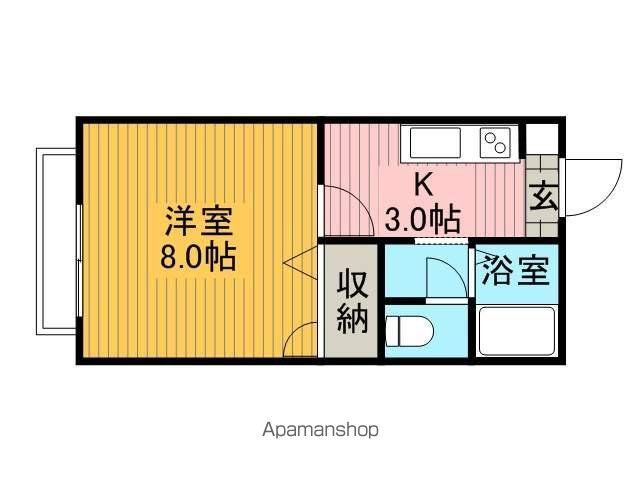 ディアス赤沼C棟(1K/2階)の間取り写真