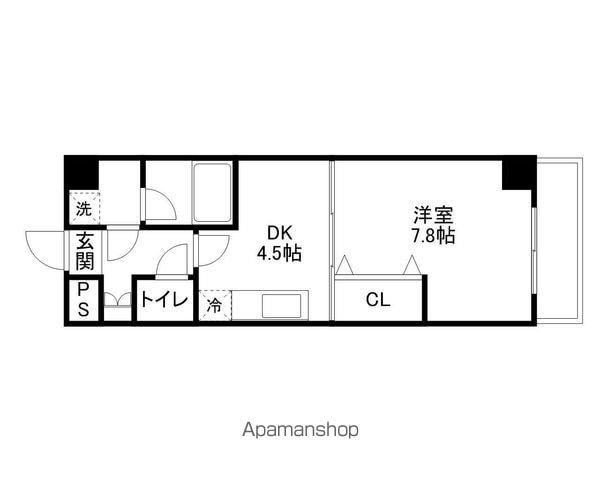 FELICIAうさぎ(1DK/4階)の間取り写真