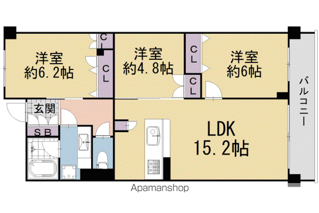 グランディム京都烏丸五条(3LDK/11階)の間取り写真