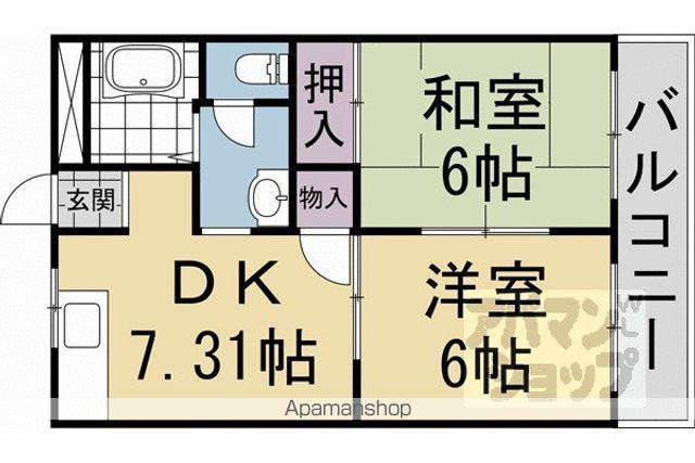 ラーバン嵯峨(2DK/1階)の間取り写真