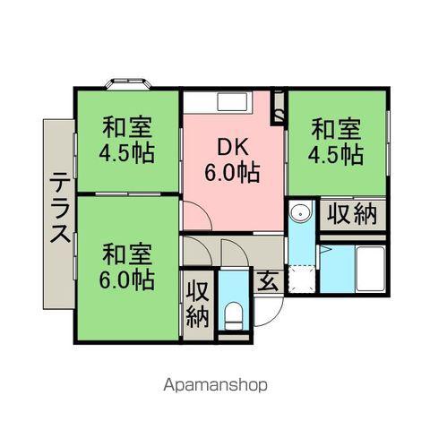 プレジール上ノ郷 A棟(3DK/1階)の間取り写真