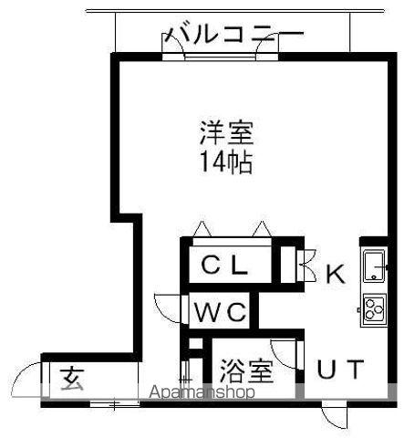 游ライフⅢ(1K/2階)の間取り写真