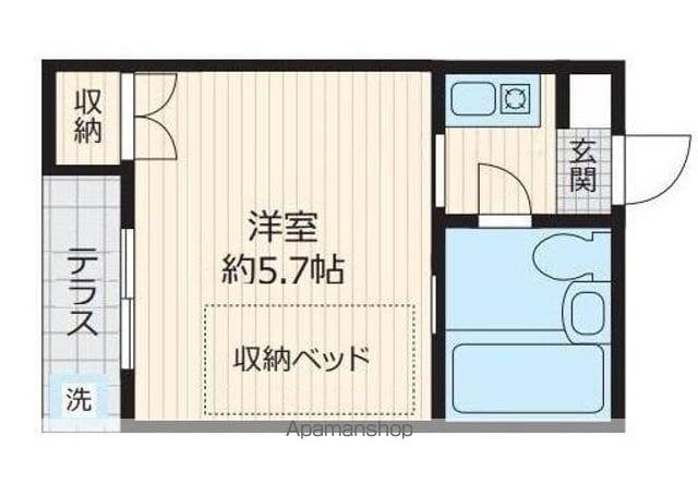 VIVAHOUSE弦巻(ワンルーム/1階)の間取り写真