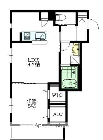 ロザリアン松原(1LDK/1階)の間取り写真