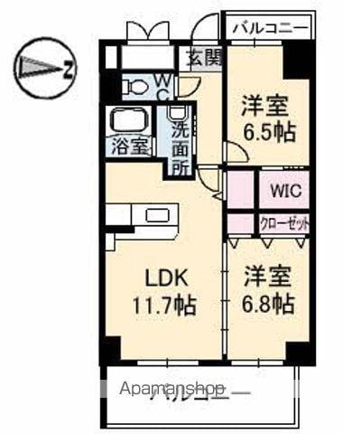 ヴィラージュ緑井(2LDK/6階)の間取り写真