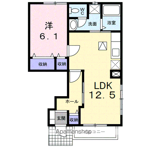 カルムメゾン(1LDK/1階)の間取り写真