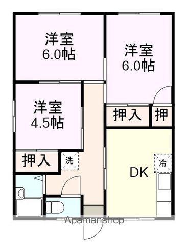 ハイツ瀬戸(3DK/1階)の間取り写真