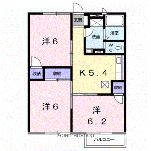 まぐのりあⅡ(3K/2階)の間取り写真