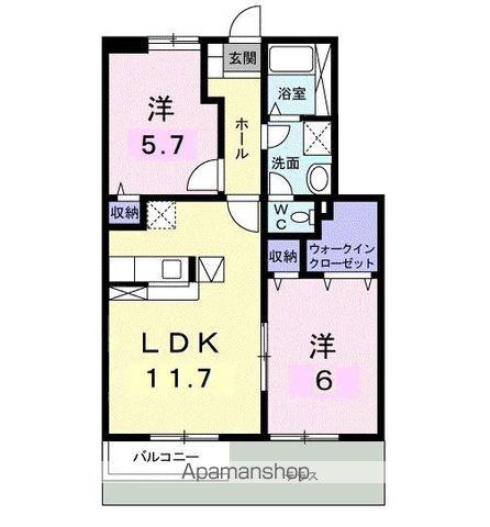 ロジュマン国分寺2(2LDK/1階)の間取り写真