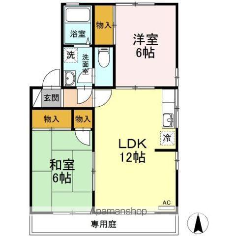 ヴィラージュ・95 A棟(2LDK/1階)の間取り写真