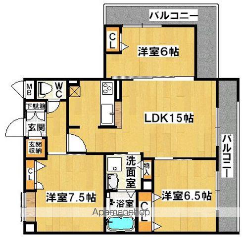 グランドメゾンなかもず(3LDK/3階)の間取り写真