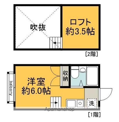 グランドール三ツ木中原(ワンルーム/2階)の間取り写真