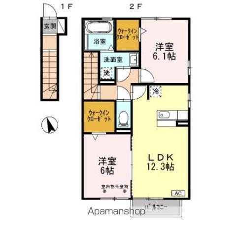 プレセデンテ B(2LDK/2階)の間取り写真