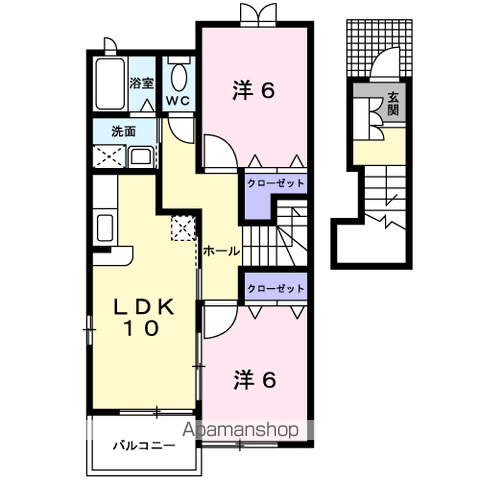 ソレイユ(2LDK/2階)の間取り写真