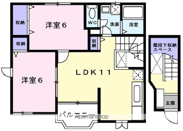 ゆとりッチヒルズⅡ(2LDK/2階)の間取り写真