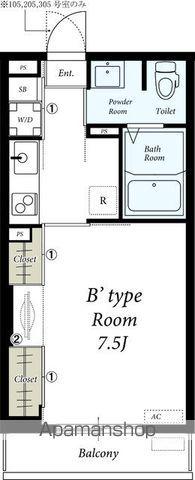 リブリ・シャルマン(1K/1階)の間取り写真