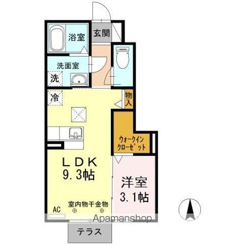 グランドゥールA(1LDK/1階)の間取り写真