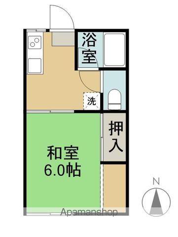 サンハイツK C(ワンルーム/1階)の間取り写真