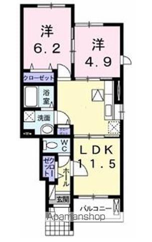 ヒルズ宮司 Ⅰ(2LDK/1階)の間取り写真