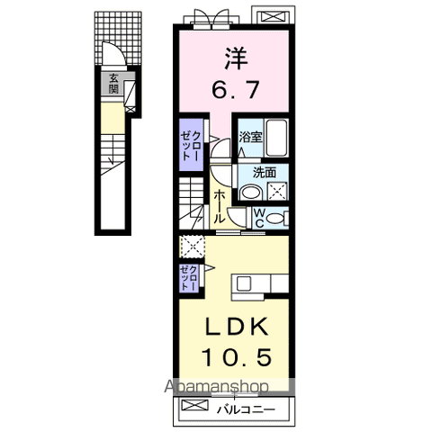 サクラ ヴィレッジA(1LDK/2階)の間取り写真