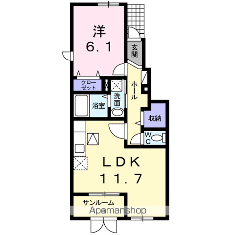 カーサグランデⅡ(1LDK/1階)の間取り写真