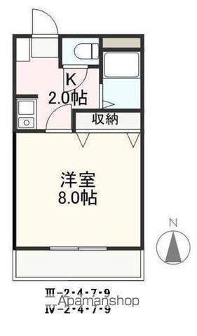 クレイドルⅢ・Ⅳ(1K/2階)の間取り写真