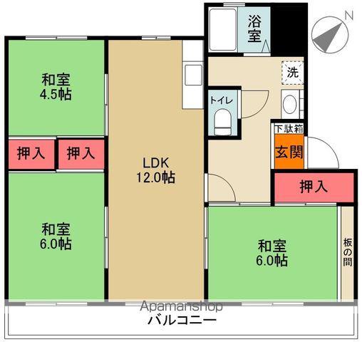 フナヤマヒルズマンション花ノ井(3LDK/3階)の間取り写真