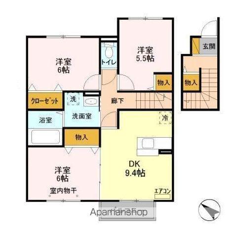 パークシティ土合B(3DK/2階)の間取り写真