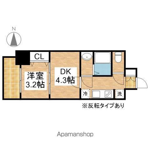 メイクス鶴舞Ⅱ(1DK/9階)の間取り写真