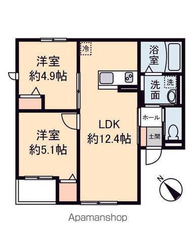 MERENGUE(2LDK/1階)の間取り写真