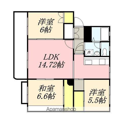 テレパレス山鼻19条(3LDK/3階)の間取り写真