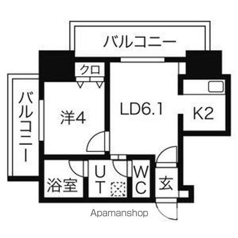 プライヴェル山鼻壱番館(1DK/13階)の間取り写真