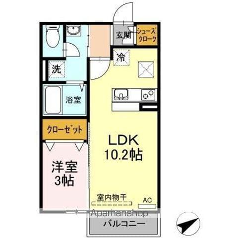 サンライズ豊益 西大浜(1LDK/1階)の間取り写真