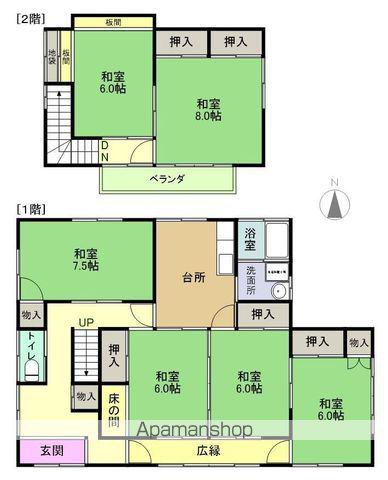 常磐線 常陸多賀駅 徒歩44分 2階建 築51年(6DK)の間取り写真