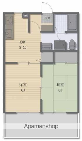 メルベーユ木元A棟(2DK/1階)の間取り写真