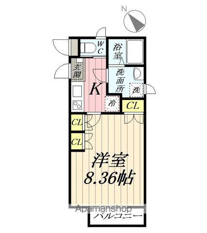 とぷらとがさきセカンド(1K/2階)の間取り写真