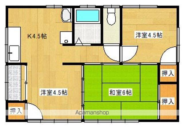 日豊本線 三股駅 バス乗車時間:5分 東高校前バス停で下車 徒歩5分 1階建 築47年(3K)の間取り写真