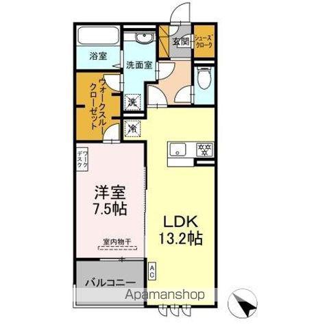 リシェス2(1LDK/3階)の間取り写真
