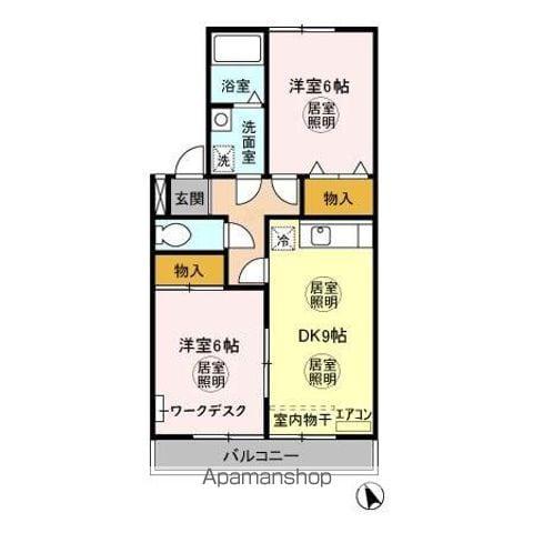 サンボナール(2DK/1階)の間取り写真