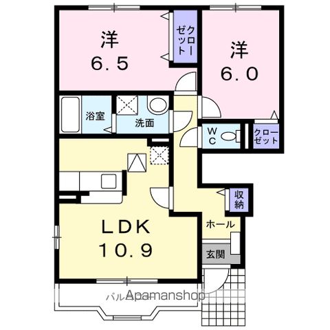 ソレアードⅡ(2LDK/1階)の間取り写真
